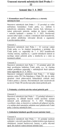 Usnesené ze Sněmu starostů 3. 4. 23